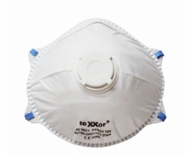 Feinstaubmaske mit Ausatmungsventil und Nasenbügel, 12er Pack